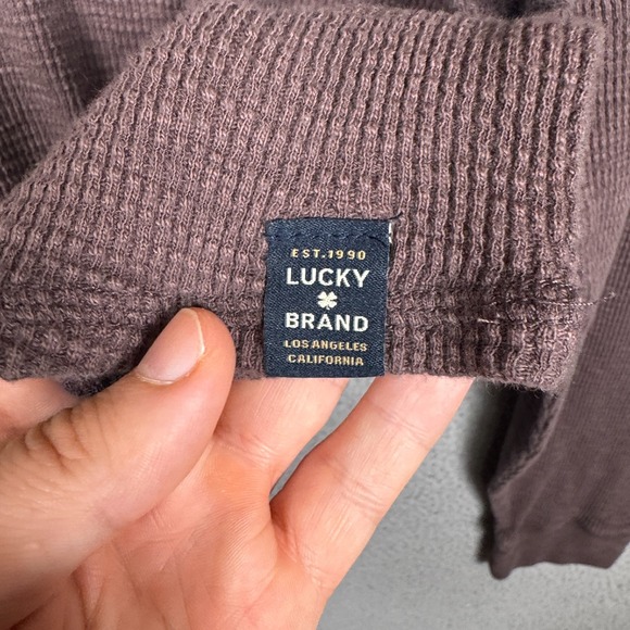 Lucky Brand Hoodie Mens XL Mauve Brown Waffle Knit Preppy Grunge Y2K Athletic - Picture 4 of 8